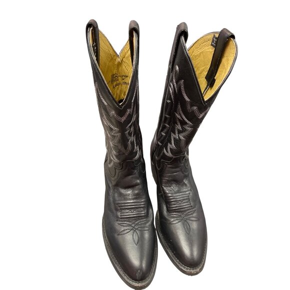 Justin Mens black leather western mid calf boots sz 9.5D SKU 9946 main image 10